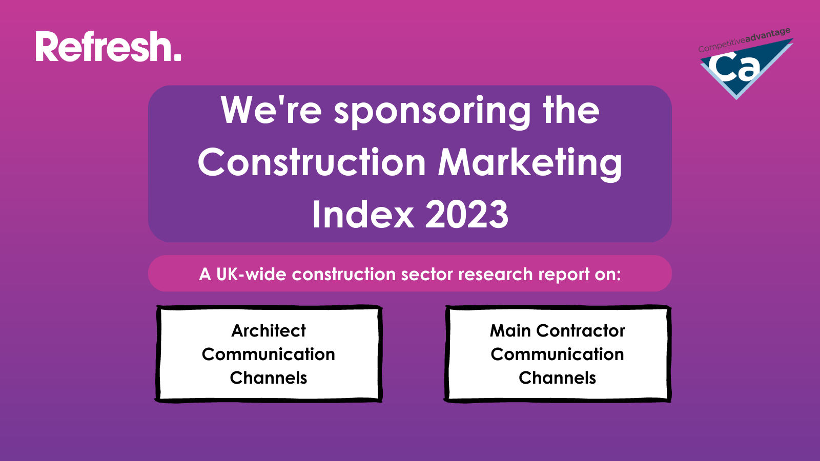 Asset announcing that Refresh are sponsoring the Construction Marketing Index 2023